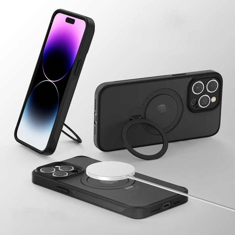 For iPhone 15 Pro Max 360 Magsafe Ring Holder TPU Hybrid PC Phone Case(White) - iPhone 15 Pro Max Cases by PMC TechLife | Online Shopping South Africa | PMC TechLife