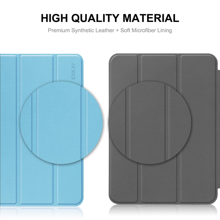 For Redmi Pad SE 11.0 ENKAY Tri-fold Custer Texture Leather Smart Tablet Case(Dark Blue) - free shipping - PMc TechLife - Order now!
