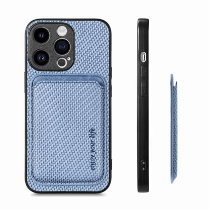 For iPhone 15 Pro Carbon Fiber Leather Card Magsafe Phone Case(Blue) - iPhone 15 Pro Cases by PMC Jewellery | Online Shopping South Africa | PMC Jewellery