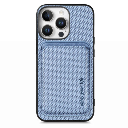 For iPhone 16 Pro Carbon Fiber Leather Card Magsafe Phone Case(Blue) - iPhone 16 Pro Cases by PMC Jewellery | Online Shopping South Africa | PMC Jewellery | Buy Now Pay Later Mobicred