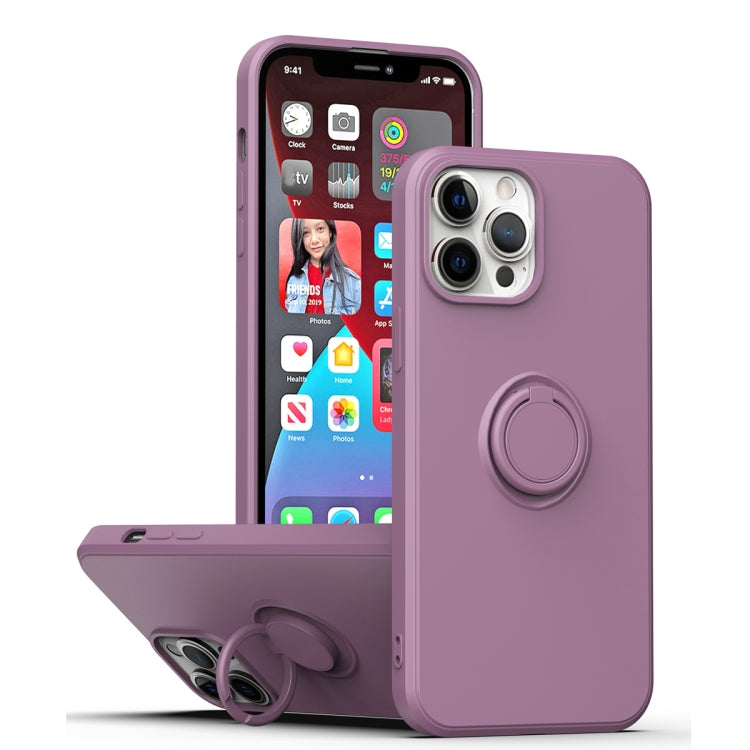 For iPhone 15 Pro Max Ring Kickstand Silicone Phone Case(Purple) - iPhone 15 Pro Max Cases by PMC Jewellery | Online Shopping South Africa | PMC Jewellery