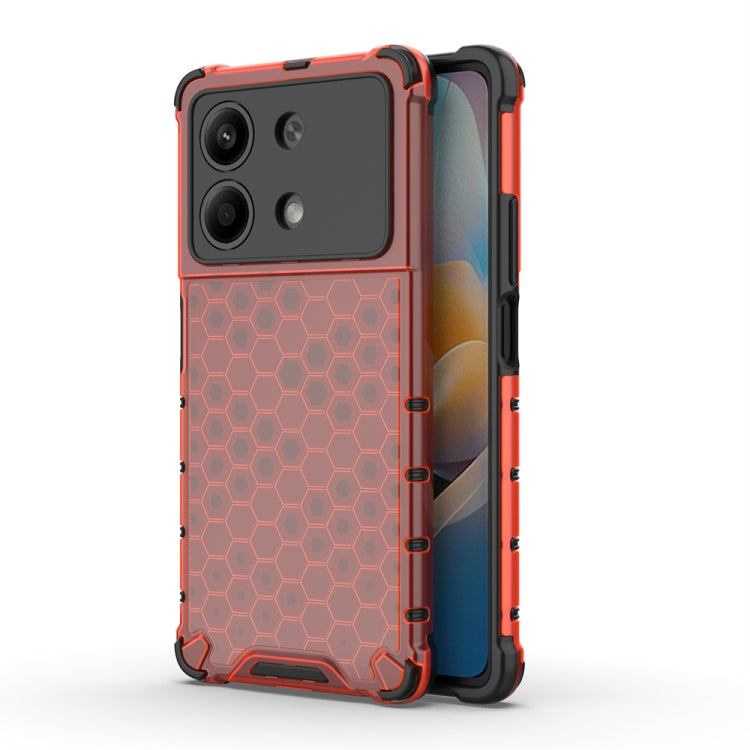 For Redmi Note 13R Pro Shockproof Honeycomb Phone Case(Red) - Xiaomi Cases by PMC Jewellery | Online Shopping South Africa | PMC Jewellery | Buy Now Pay Later Mobicred