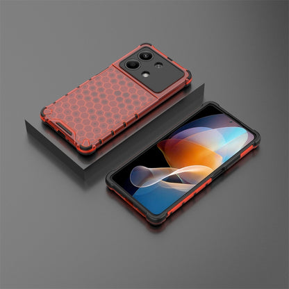 For Redmi Note 13R Pro Shockproof Honeycomb Phone Case(Red) - Xiaomi Cases by PMC Jewellery | Online Shopping South Africa | PMC Jewellery | Buy Now Pay Later Mobicred