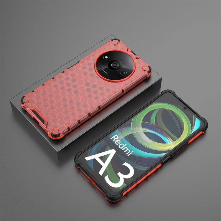 For Xiaomi Redmi A3 Shockproof Honeycomb Phone Case(Red) - Xiaomi Cases by PMC Jewellery | Online Shopping South Africa | PMC Jewellery | Buy Now Pay Later Mobicred