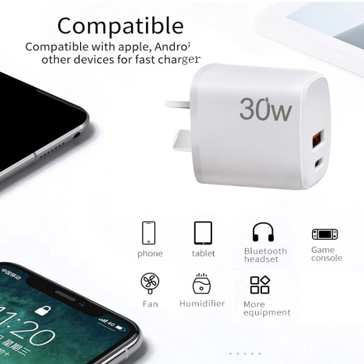 PD30W USB-C / Type-C + QC3.0 USB Charger with 1m Type-C to Type-C Data Cable, AU Plug(Black) - USB Charger by PMC TechLife | Online Shopping South Africa | PMC TechLife | Buy Now Pay Later Mobicred