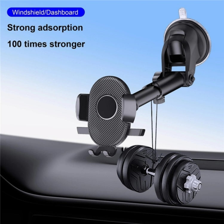 D40+105+K5 Carbon Fiber Texture Car Suction Cup Telescopic Arm Phone Holder Windshield Dashboard - Car Holders by PMC Jewellery | Online Shopping South Africa | PMC Jewellery | Buy Now Pay Later Mobicred