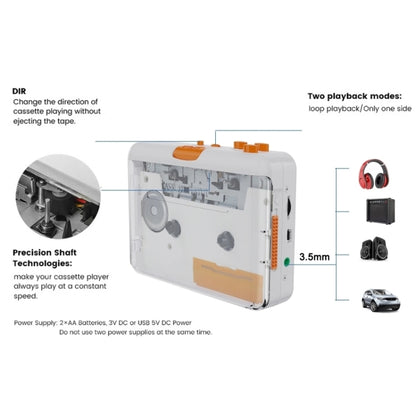 EZCAP 218SP Clear Stereo Walkman Cassette Player Portable Cassette Tape to MP3 Converter - Tape Converter by Ezcap | Online Shopping South Africa | PMC Jewellery | Buy Now Pay Later Mobicred