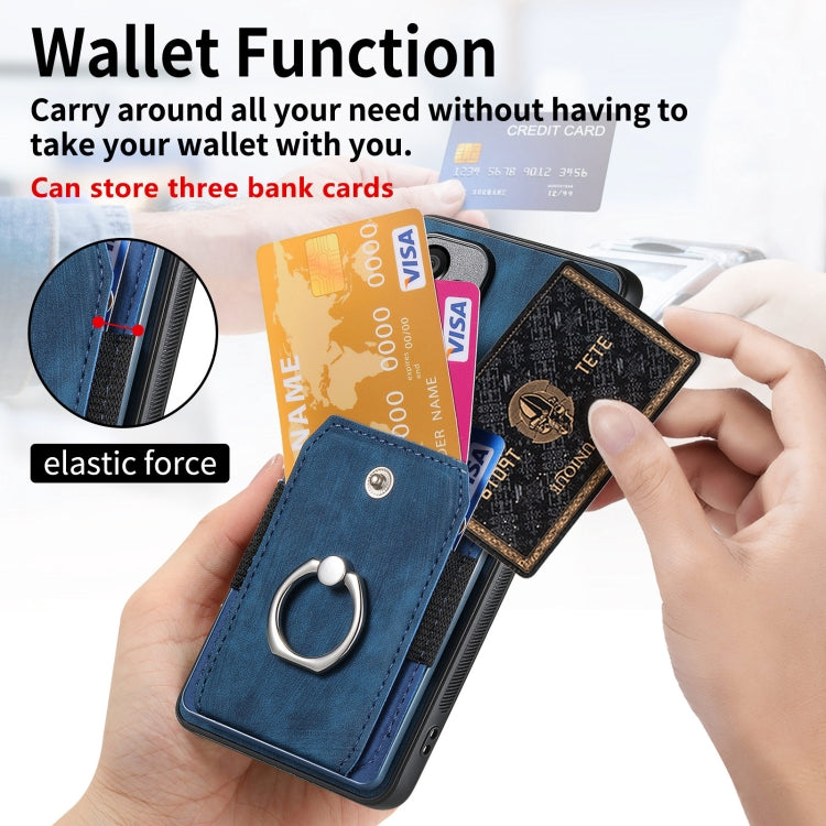 For Realme C53 4G Retro Skin-feel Ring Multi-card Wallet Phone Case(Blue) - Realme Cases by PMC TechLife | Online Shopping South Africa | PMC TechLife | Buy Now Pay Later Mobicred
