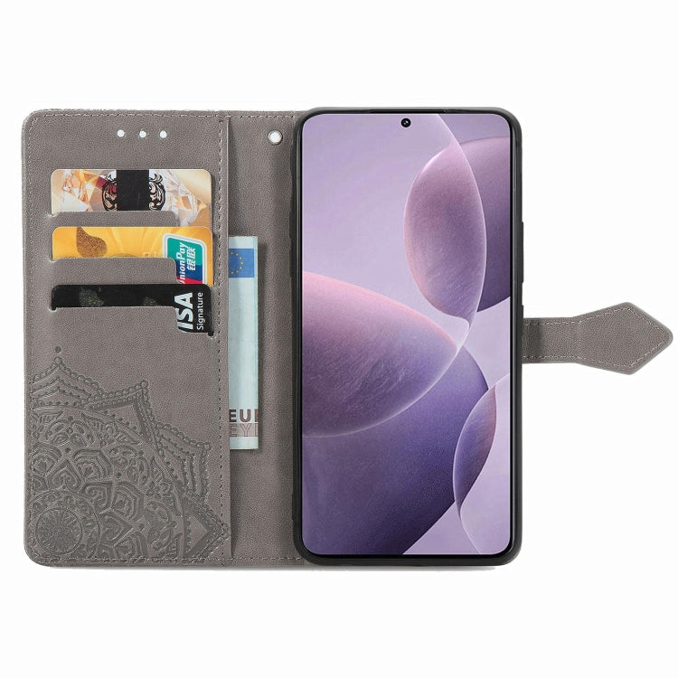 For Xiaomi Redmi K70 Mandala Flower Embossed Leather Phone Case(Grey) - K70 Cases by PMC Jewellery | Online Shopping South Africa | PMC Jewellery | Buy Now Pay Later Mobicred