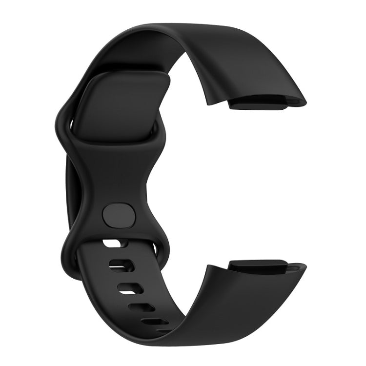 For Fitbit Charge 6 Solid Color Butterfly Buckle Silicone Watch Band, Size:L Size(Black) - Watch Bands by PMC TechLife | Online Shopping South Africa | PMC TechLife | Buy Now Pay Later Mobicred