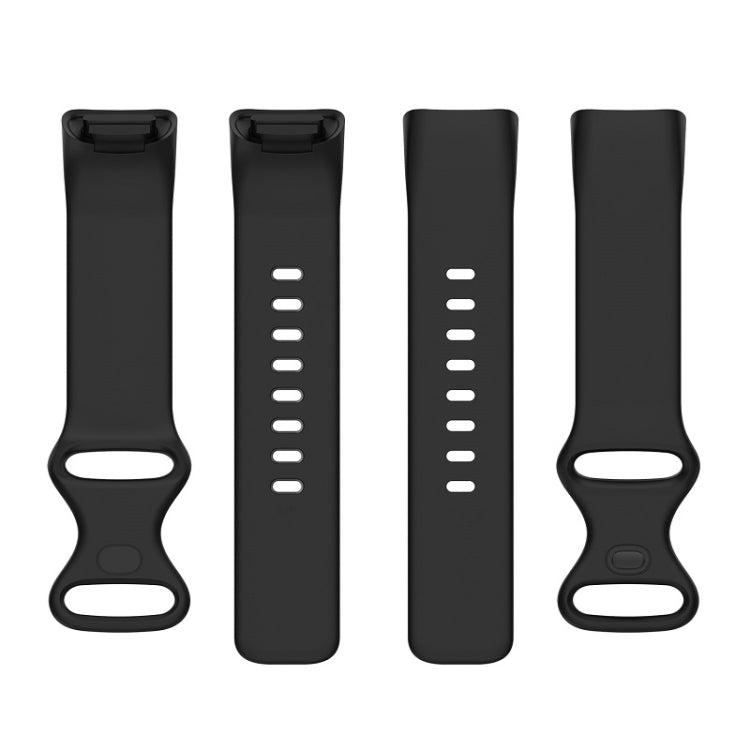 For Fitbit Charge 6 Solid Color Butterfly Buckle Silicone Watch Band, Size:L Size(Black) - Watch Bands by PMC TechLife | Online Shopping South Africa | PMC TechLife | Buy Now Pay Later Mobicred