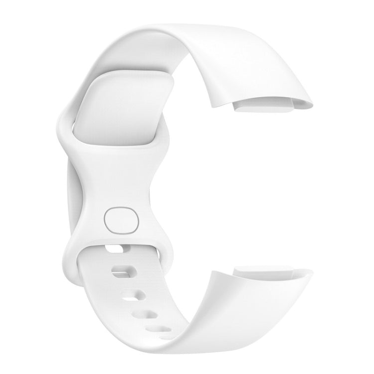 For Fitbit Charge 6 Solid Color Butterfly Buckle Silicone Watch Band, Size:L Size(White) - Watch Bands by PMC Jewellery | Online Shopping South Africa | PMC Jewellery | Buy Now Pay Later Mobicred