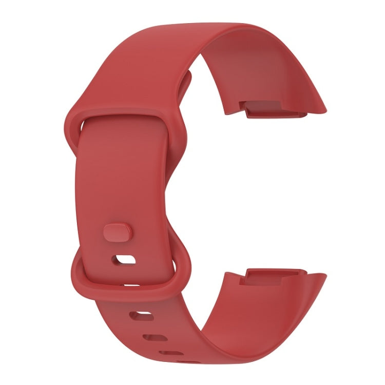 For Fitbit Charge 6 Solid Color Butterfly Buckle Silicone Watch Band, Size:L Size(Red) - Watch Bands by PMC Jewellery | Online Shopping South Africa | PMC Jewellery | Buy Now Pay Later Mobicred