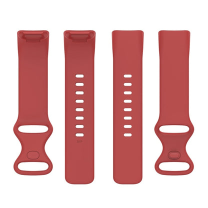 For Fitbit Charge 6 Solid Color Butterfly Buckle Silicone Watch Band, Size:L Size(Red) - Watch Bands by PMC Jewellery | Online Shopping South Africa | PMC Jewellery | Buy Now Pay Later Mobicred