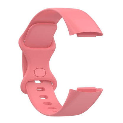 For Fitbit Charge 6 Solid Color Butterfly Buckle Silicone Watch Band, Size:L Size(Pink) - Watch Bands by PMC Jewellery | Online Shopping South Africa | PMC Jewellery | Buy Now Pay Later Mobicred