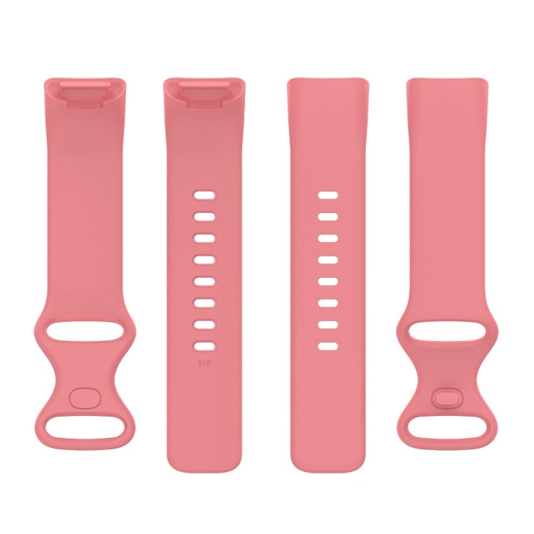 For Fitbit Charge 6 Solid Color Butterfly Buckle Silicone Watch Band, Size:L Size(Pink) - Watch Bands by PMC Jewellery | Online Shopping South Africa | PMC Jewellery | Buy Now Pay Later Mobicred