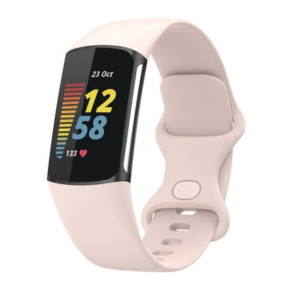 For Fitbit Charge 6 Solid Color Butterfly Buckle Silicone Watch Band, Size:L Size(Light Pink) - Watch Bands by PMC Jewellery | Online Shopping South Africa | PMC Jewellery | Buy Now Pay Later Mobicred