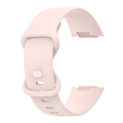 For Fitbit Charge 6 Solid Color Butterfly Buckle Silicone Watch Band, Size:L Size(Light Pink) - Watch Bands by PMC Jewellery | Online Shopping South Africa | PMC Jewellery | Buy Now Pay Later Mobicred