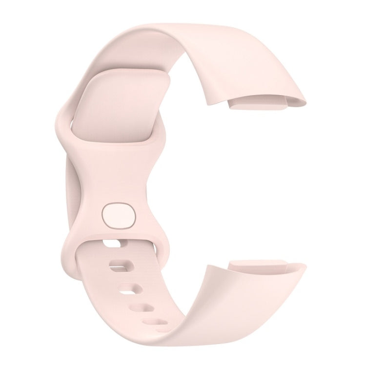 For Fitbit Charge 6 Solid Color Butterfly Buckle Silicone Watch Band, Size:L Size(Light Pink) - Watch Bands by PMC Jewellery | Online Shopping South Africa | PMC Jewellery | Buy Now Pay Later Mobicred