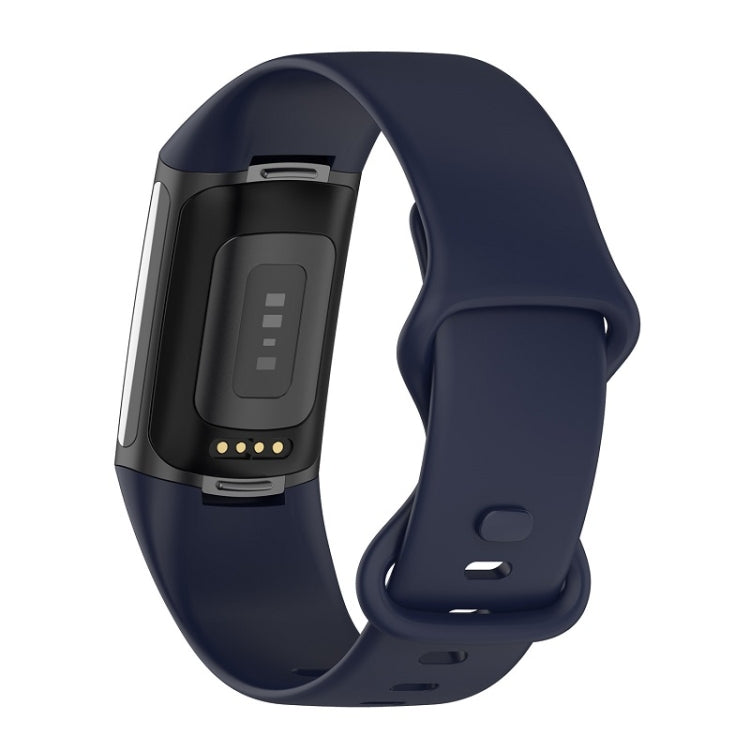 For Fitbit Charge 6 Solid Color Butterfly Buckle Silicone Watch Band, Size:L Size(Dark Blue) - free shipping - PMC TechLife - Order now!