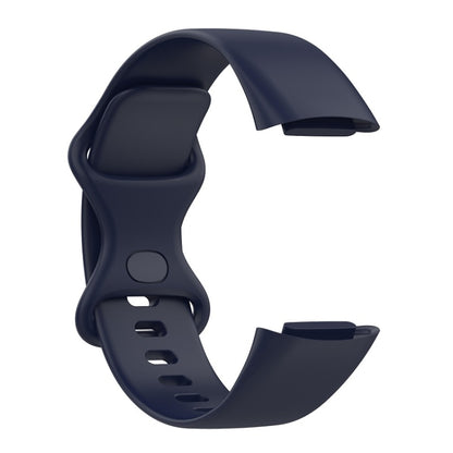 For Fitbit Charge 6 Solid Color Butterfly Buckle Silicone Watch Band, Size:L Size(Dark Blue) - Watch Bands by PMC Jewellery | Online Shopping South Africa | PMC Jewellery | Buy Now Pay Later Mobicred