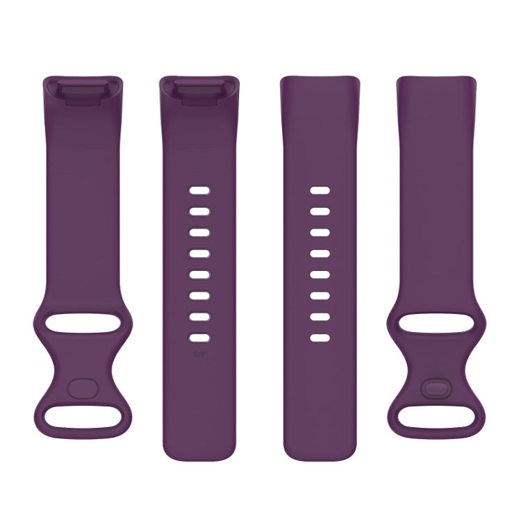 For Fitbit Charge 6 Solid Color Butterfly Buckle Silicone Watch Band, Size:L Size(Dark Purple) - Watch Bands by PMC Jewellery | Online Shopping South Africa | PMC Jewellery | Buy Now Pay Later Mobicred