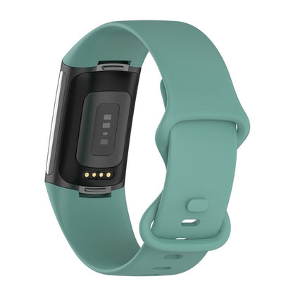 For Fitbit Charge 6 Solid Color Butterfly Buckle Silicone Watch Band, Size:L Size(Pine Green) - Watch Bands by PMC Jewellery | Online Shopping South Africa | PMC Jewellery | Buy Now Pay Later Mobicred