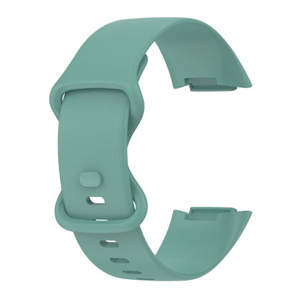 For Fitbit Charge 6 Solid Color Butterfly Buckle Silicone Watch Band, Size:L Size(Pine Green) - Watch Bands by PMC Jewellery | Online Shopping South Africa | PMC Jewellery | Buy Now Pay Later Mobicred