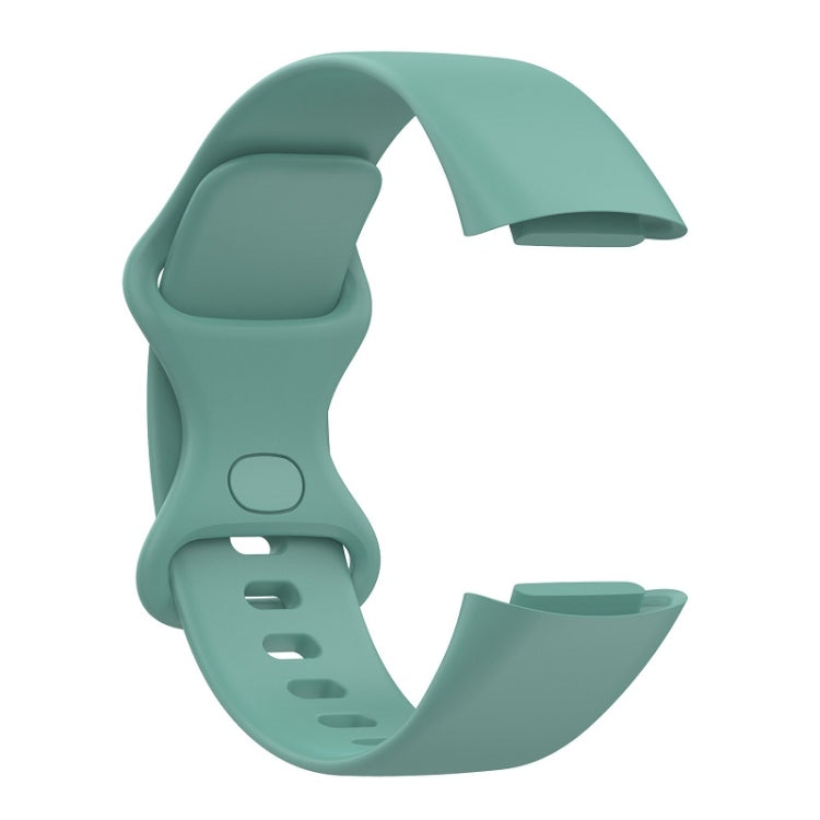 For Fitbit Charge 6 Solid Color Butterfly Buckle Silicone Watch Band, Size:L Size(Pine Green) - Watch Bands by PMC Jewellery | Online Shopping South Africa | PMC Jewellery | Buy Now Pay Later Mobicred