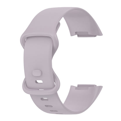 For Fitbit Charge 6 Solid Color Butterfly Buckle Silicone Watch Band, Size:L Size(Light Purple) - Watch Bands by PMC Jewellery | Online Shopping South Africa | PMC Jewellery | Buy Now Pay Later Mobicred