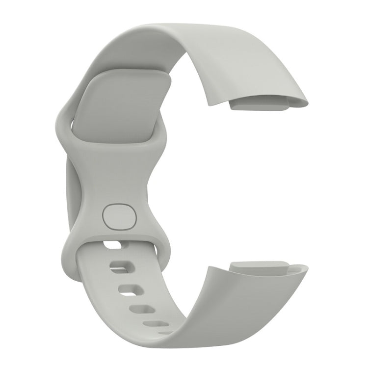 For Fitbit Charge 6 Solid Color Butterfly Buckle Silicone Watch Band, Size:L Size(Gray) - Watch Bands by PMC Jewellery | Online Shopping South Africa | PMC Jewellery | Buy Now Pay Later Mobicred