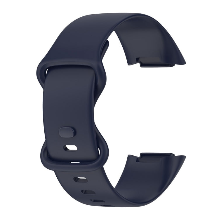 For Fitbit Charge 6 Solid Color Butterfly Buckle Silicone Watch Band, Size:S Size(Dark Blue) - Watch Bands by PMC Jewellery | Online Shopping South Africa | PMC Jewellery | Buy Now Pay Later Mobicred