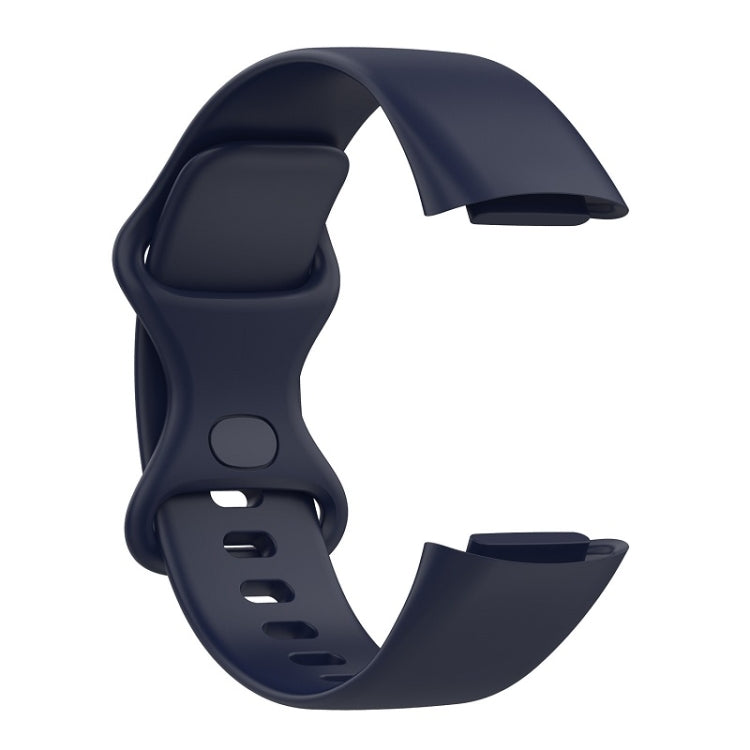 For Fitbit Charge 6 Solid Color Butterfly Buckle Silicone Watch Band, Size:S Size(Dark Blue) - Watch Bands by PMC Jewellery | Online Shopping South Africa | PMC Jewellery | Buy Now Pay Later Mobicred