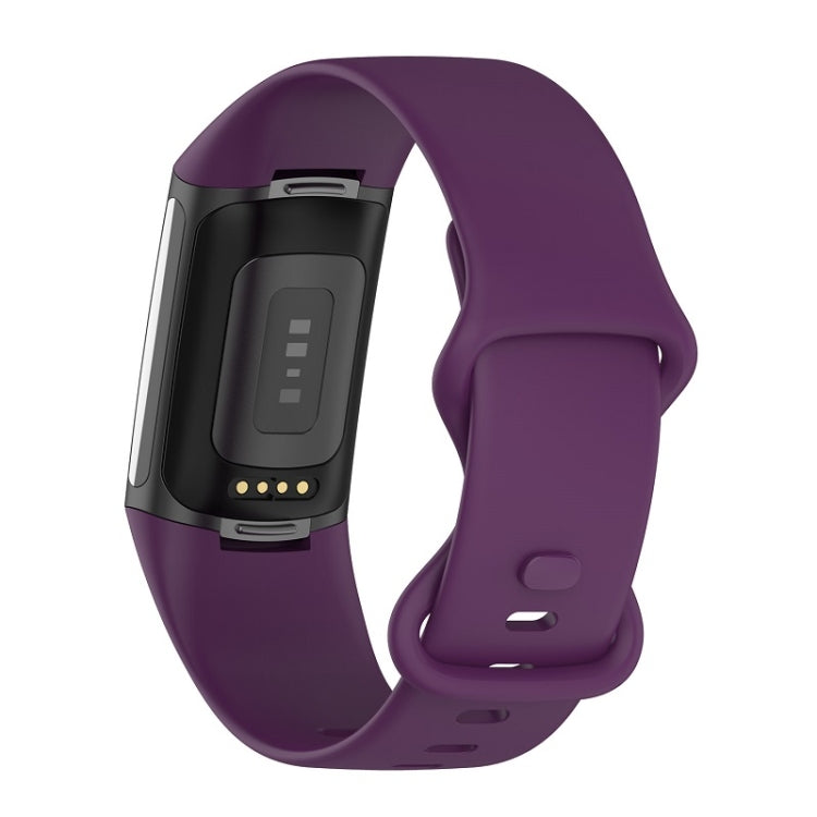 For Fitbit Charge 6 Solid Color Butterfly Buckle Silicone Watch Band, Size:S Size(Dark Purple) - Watch Bands by PMC TechLife | Online Shopping South Africa | PMC TechLife | Buy Now Pay Later Mobicred