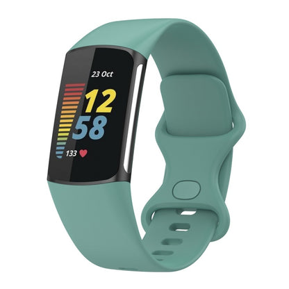 For Fitbit Charge 6 Solid Color Butterfly Buckle Silicone Watch Band, Size:S Size(Pine Green) - Watch Bands by PMC Jewellery | Online Shopping South Africa | PMC Jewellery | Buy Now Pay Later Mobicred