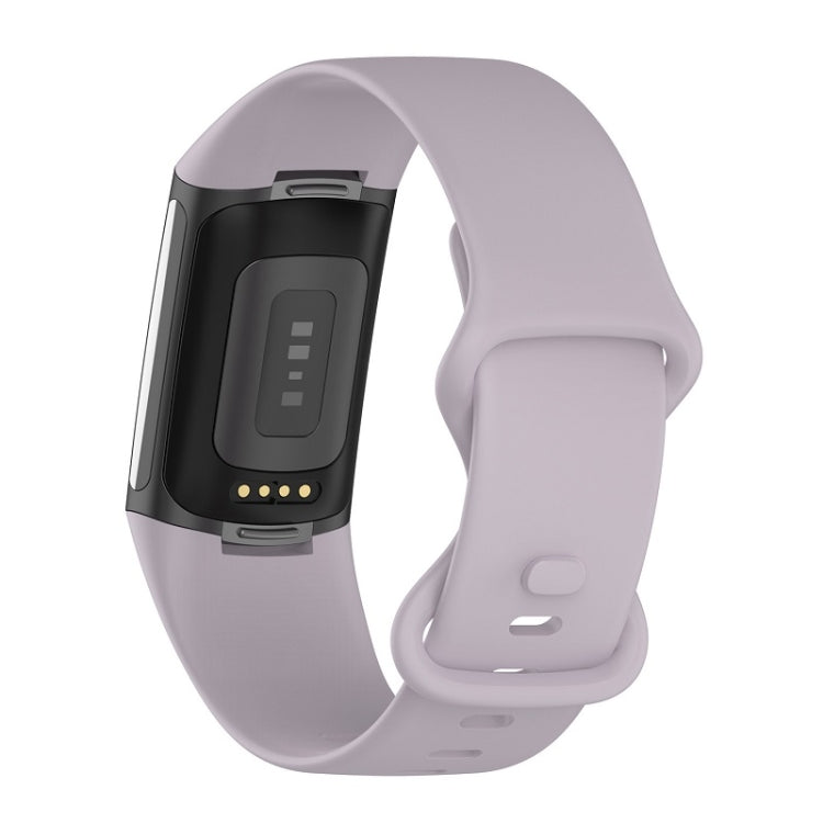 For Fitbit Charge 6 Solid Color Butterfly Buckle Silicone Watch Band, Size:S Size(Light Purple) - Watch Bands by PMC Jewellery | Online Shopping South Africa | PMC Jewellery | Buy Now Pay Later Mobicred