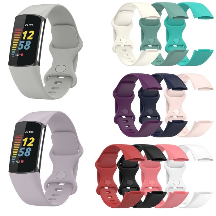 For Fitbit Charge 6 Solid Color Butterfly Buckle Silicone Watch Band, Size:S Size(Light Purple) - Watch Bands by PMC Jewellery | Online Shopping South Africa | PMC Jewellery | Buy Now Pay Later Mobicred