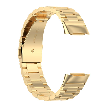 For Fitbit Charge 6 Three Beads Stainless Steel Metal Watch Band(Gold) - Watch Bands by PMC Jewellery | Online Shopping South Africa | PMC Jewellery | Buy Now Pay Later Mobicred