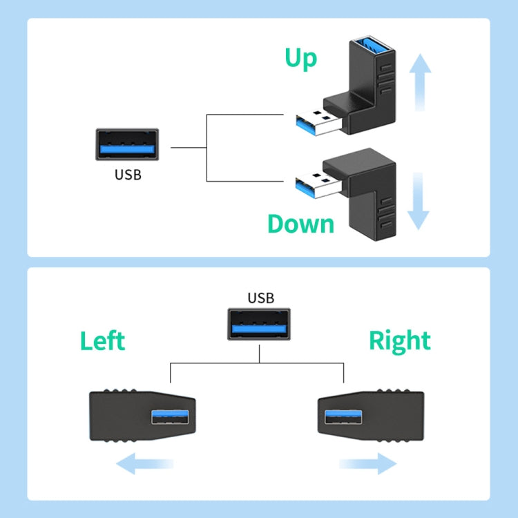 ENKAY USB 3.0 Adapter 90 Degree Angle Male to Female Combo Coupler Extender Connector, Angle:Horizontal Left + Right - USB 3.0 by ENKAY | Online Shopping South Africa | PMC Jewellery