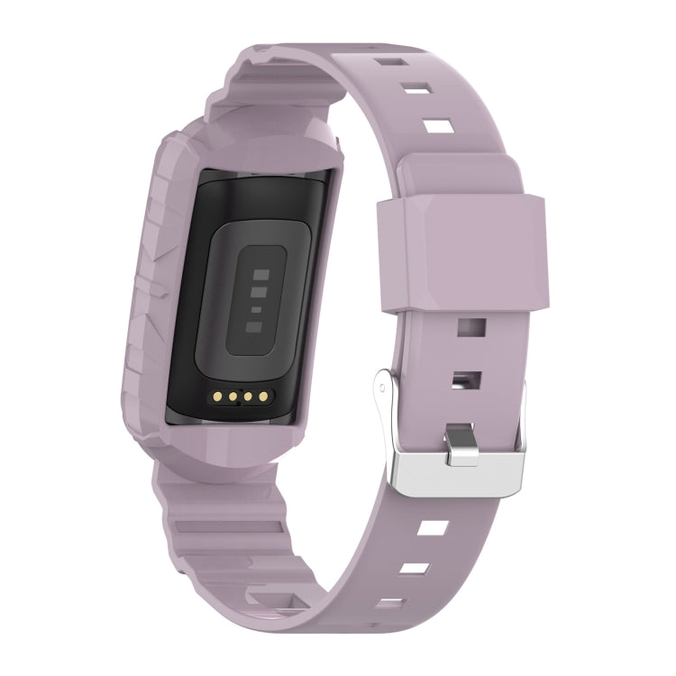 For Fitbit Charge 6 / 5 / 4 / 3 Armor Integrated TPU Watch Band(Light Purple) - Watch Bands by PMC Jewellery | Online Shopping South Africa | PMC Jewellery | Buy Now Pay Later Mobicred