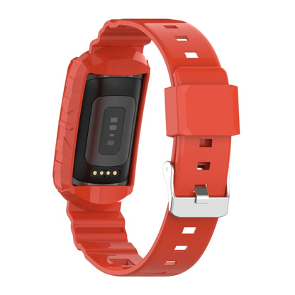 For Fitbit Charge 6 / 5 / 4 / 3 Armor Integrated TPU Watch Band(Orange) - Watch Bands by PMC Jewellery | Online Shopping South Africa | PMC Jewellery | Buy Now Pay Later Mobicred