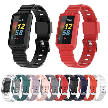 For Fitbit Charge 6 / 5 / 4 / 3 Armor Integrated TPU Watch Band(Transparent) - Watch Bands by PMC Jewellery | Online Shopping South Africa | PMC Jewellery | Buy Now Pay Later Mobicred