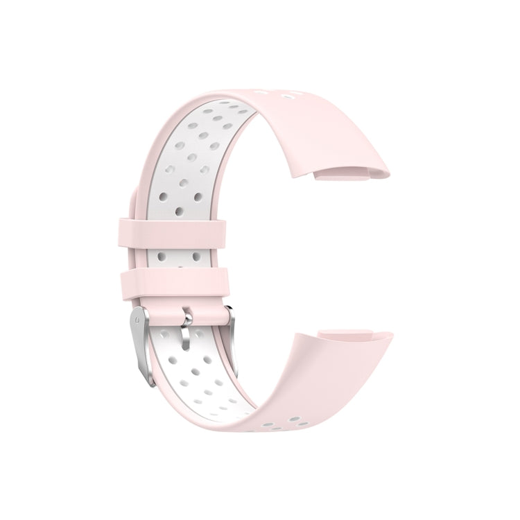 For Fitbit Charge 6 Dual Color Breathable Silicone Watch Band(Pink+White) - Watch Bands by PMC Jewellery | Online Shopping South Africa | PMC Jewellery | Buy Now Pay Later Mobicred