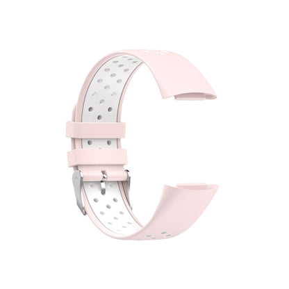 For Fitbit Charge 6 Dual Color Breathable Silicone Watch Band(Pink+White) - Watch Bands by PMC Jewellery | Online Shopping South Africa | PMC Jewellery | Buy Now Pay Later Mobicred