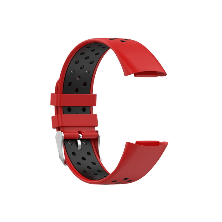 For Fitbit Charge 6 Dual Color Breathable Silicone Watch Band(Red+Black) - Watch Bands by PMC Jewellery | Online Shopping South Africa | PMC Jewellery | Buy Now Pay Later Mobicred