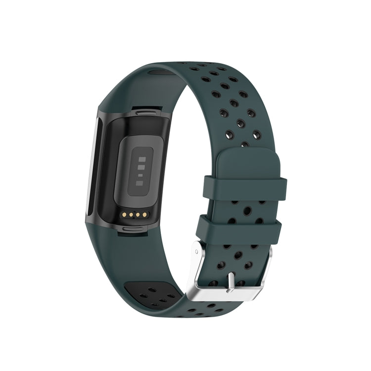 For Fitbit Charge 6 Dual Color Breathable Silicone Watch Band(Green+Black) - Watch Bands by PMC Jewellery | Online Shopping South Africa | PMC Jewellery | Buy Now Pay Later Mobicred