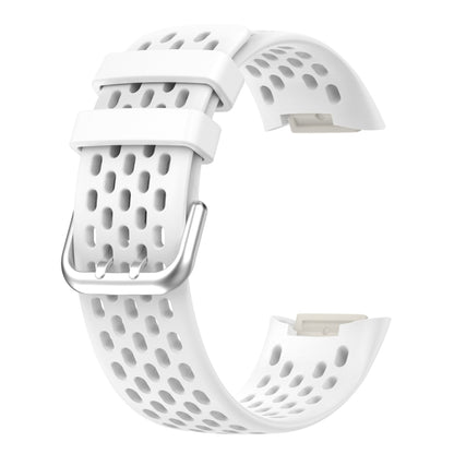 For Fitbit Charge 6 Solid Color Breathable Sports Silicone Watch Band(White) - Watch Bands by PMC Jewellery | Online Shopping South Africa | PMC Jewellery | Buy Now Pay Later Mobicred