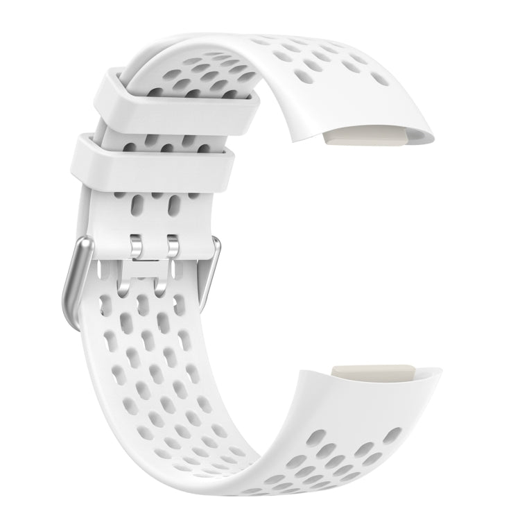 For Fitbit Charge 6 Solid Color Breathable Sports Silicone Watch Band(White) - Watch Bands by PMC Jewellery | Online Shopping South Africa | PMC Jewellery | Buy Now Pay Later Mobicred