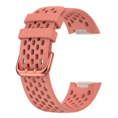 For Fitbit Charge 6 Solid Color Breathable Sports Silicone Watch Band(Pink) - Watch Bands by PMC Jewellery | Online Shopping South Africa | PMC Jewellery | Buy Now Pay Later Mobicred