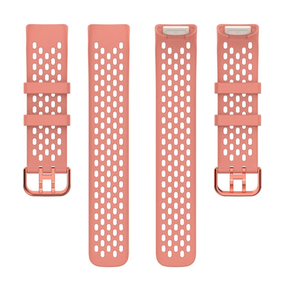 For Fitbit Charge 6 Solid Color Breathable Sports Silicone Watch Band(Pink) - Watch Bands by PMC Jewellery | Online Shopping South Africa | PMC Jewellery | Buy Now Pay Later Mobicred